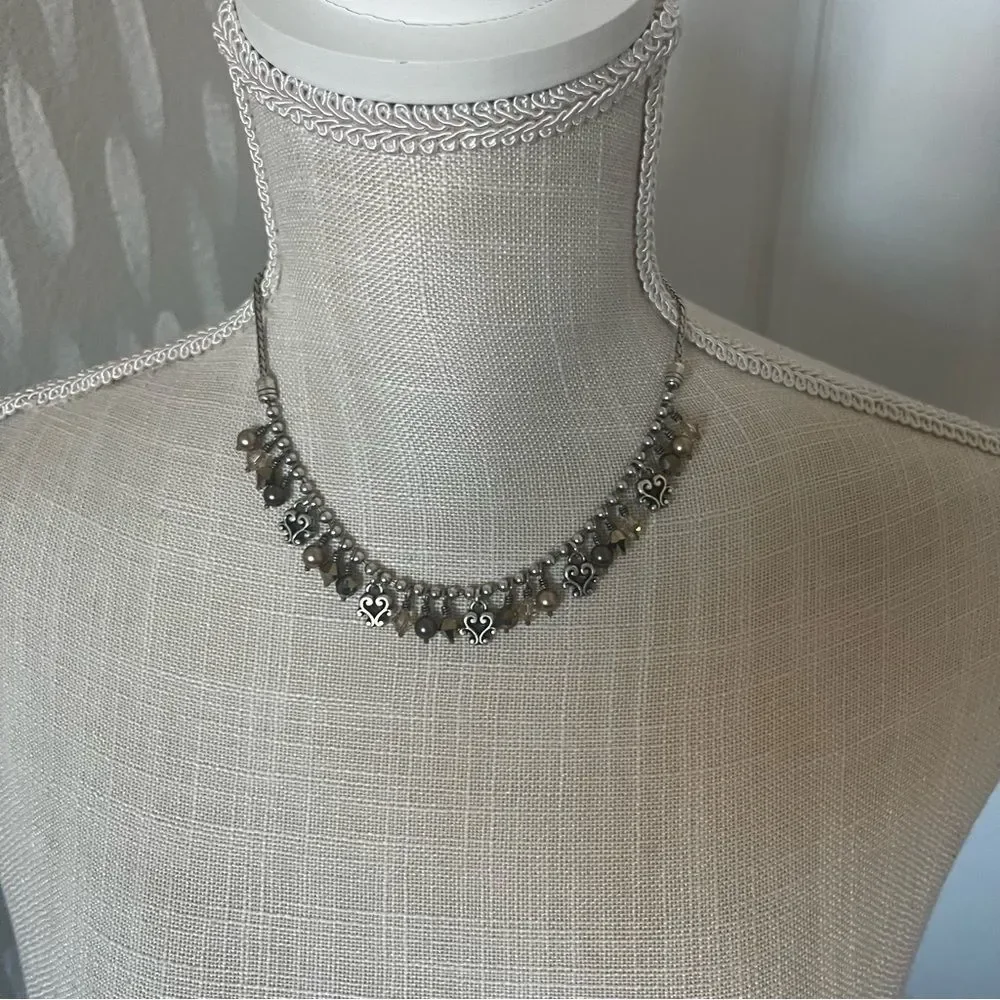 Brighton Silver Collar-Style Necklace with Organic Design - Picture 1 of 4